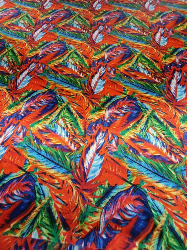 'Tropical Red' Satin Silky Polyester Hawaiian print