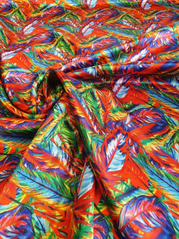 'Tropical Red' Satin Silky Polyester Hawaiian print - Image 2