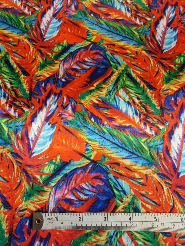 'Tropical Red' Satin Silky Polyester Hawaiian print - Image 3