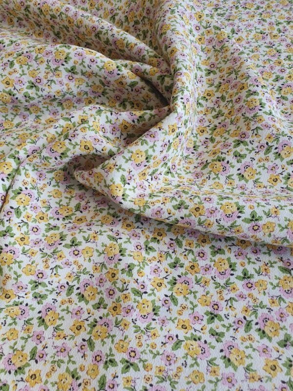 Summer Ditsy Pastel mini Florals in Viscose Light Crepe