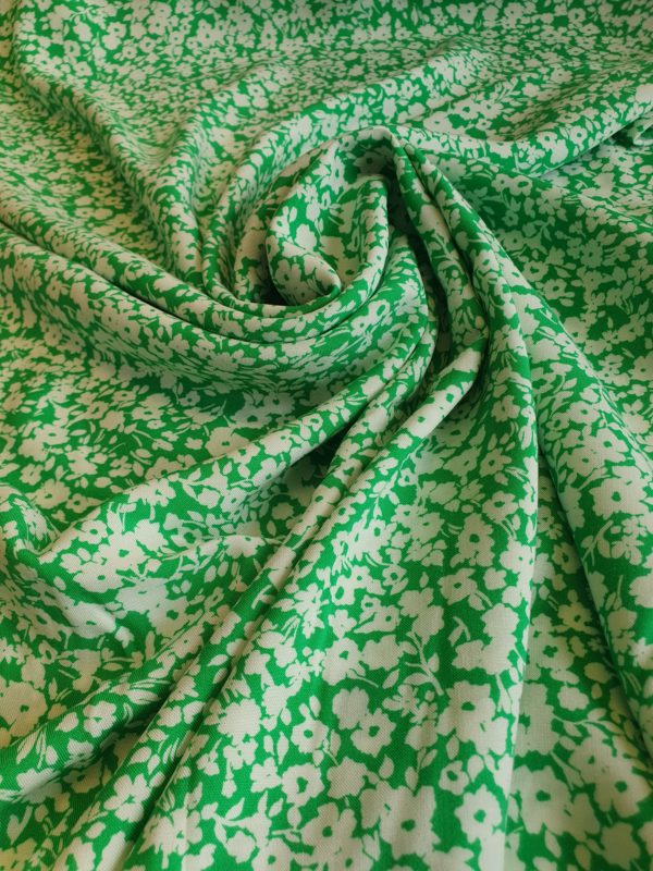 Summer Bright 2 Tone Florals on White in a Viscose Challis