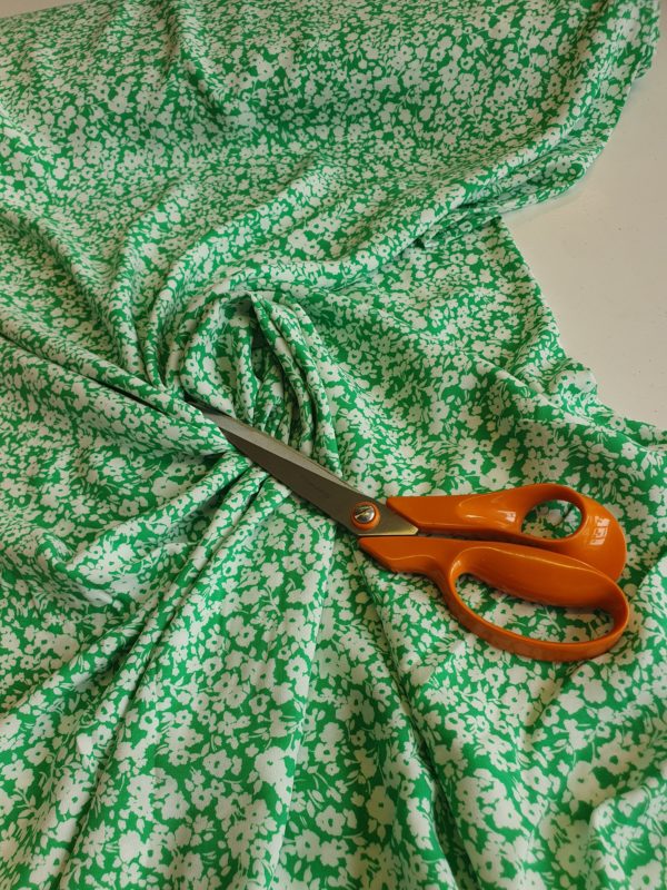 Summer Bright 2 Tone Florals on White in a Viscose Challis - Image 2