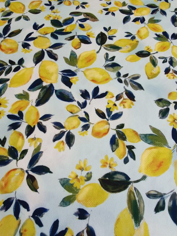 Citrus Lemons on Cloud Blue background Scuba Crepe - Image 3
