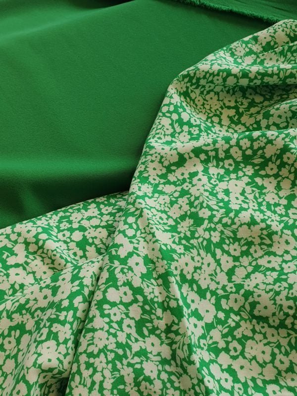 Summer Bright 2 Tone Florals on White in a Viscose Challis - Image 4