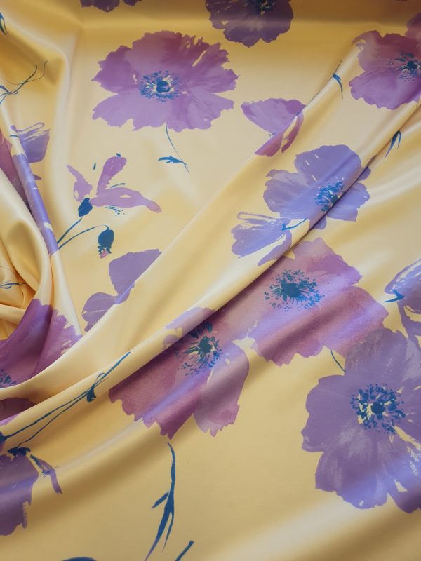 Bold Printed Stretch Sateen Satin Flower