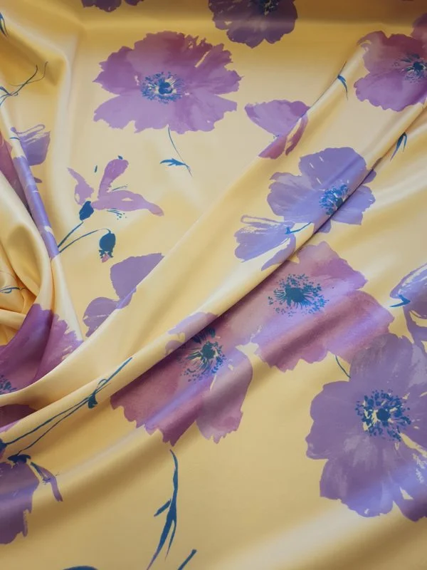 Bold Printed Stretch Sateen Satin Flower