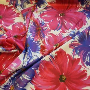 Bold Printed Stretch Sateen Satin
