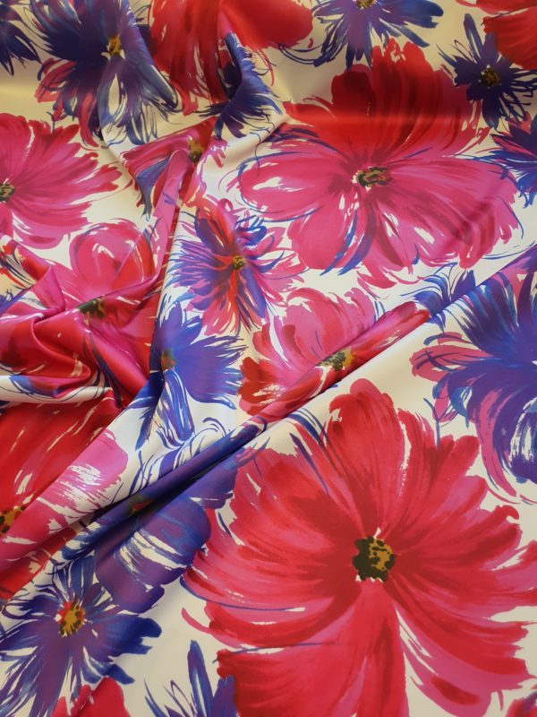 Bold Printed Stretch Sateen Satin
