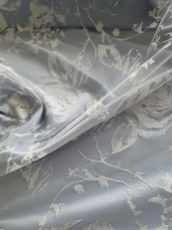 'Nicola' Irredescent Sparkle Flocked Organza Tulle in Parchment - Image 3