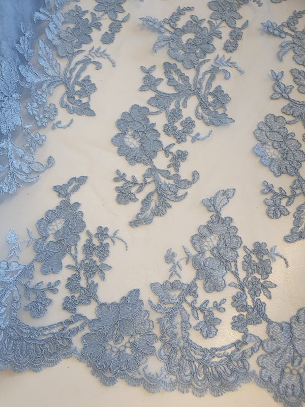 Large floral embroidered and corded lace