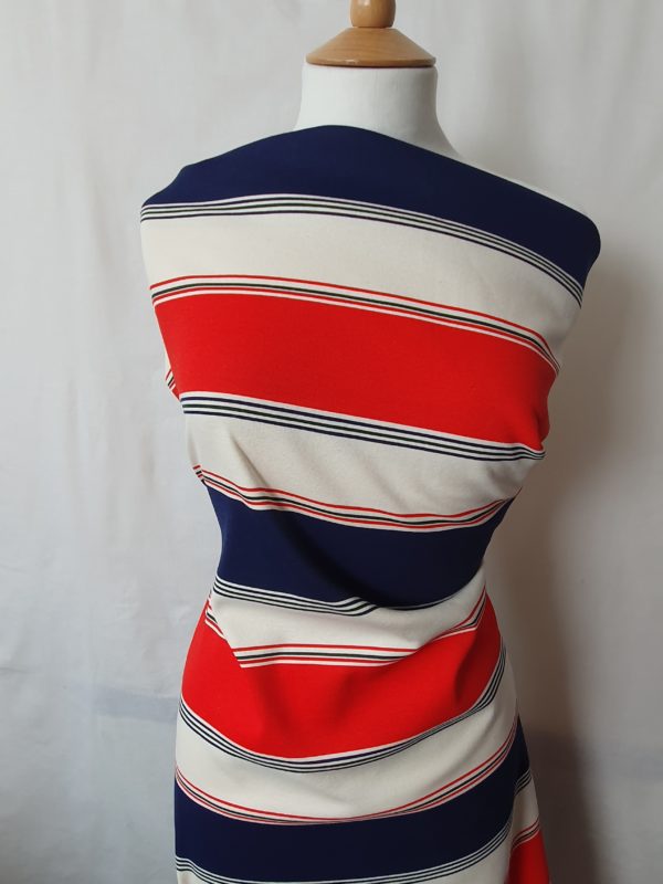 Cotton Linen Stretch Striped Jersey - Image 4