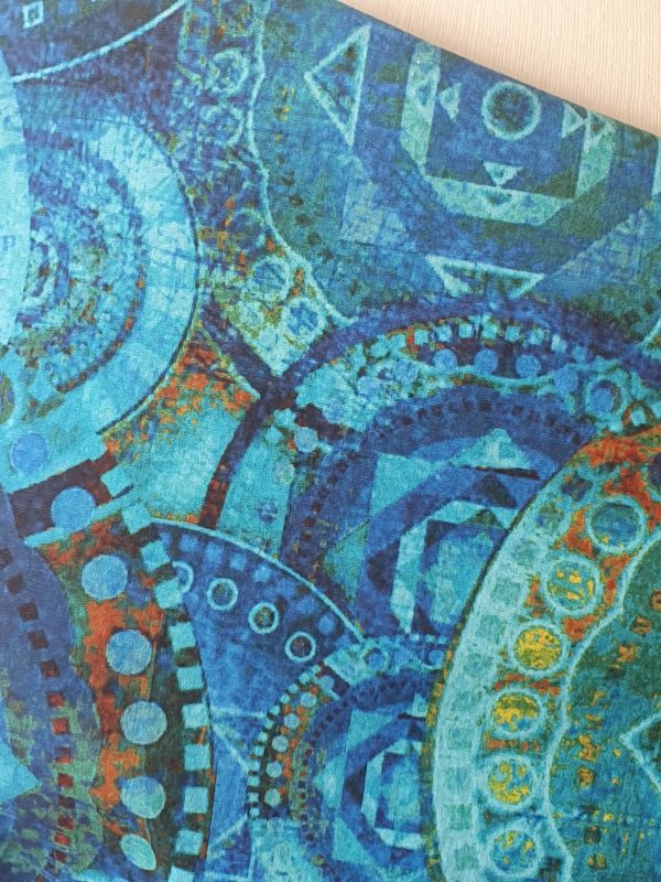 Stretch Cotton Poplin in Cobalt Abstract - Image 3