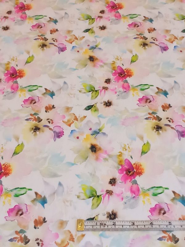 Silky Satin Charmeuse in Multi-coloured Floral Rose - Image 5