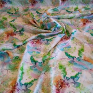 Silky Satin Charmeuse in Multi-coloured Marble