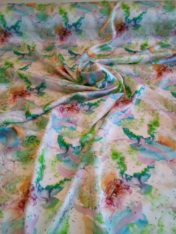 Silky Satin Charmeuse in Multi-coloured Marble