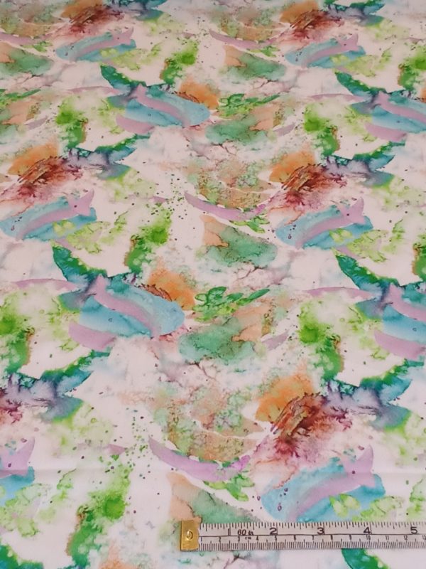 Silky Satin Charmeuse in Multi-coloured Marble - Image 2