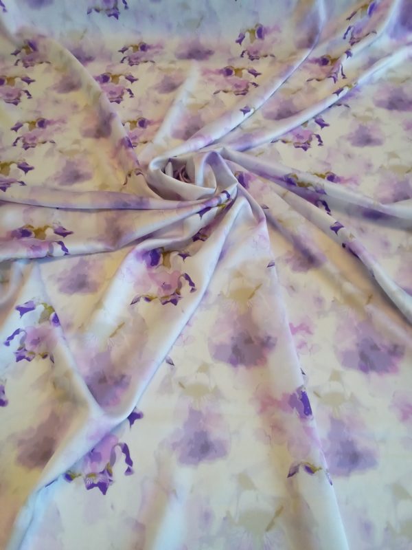 Silky Satin Charmeuse in Marble style 'Wild Heather' print