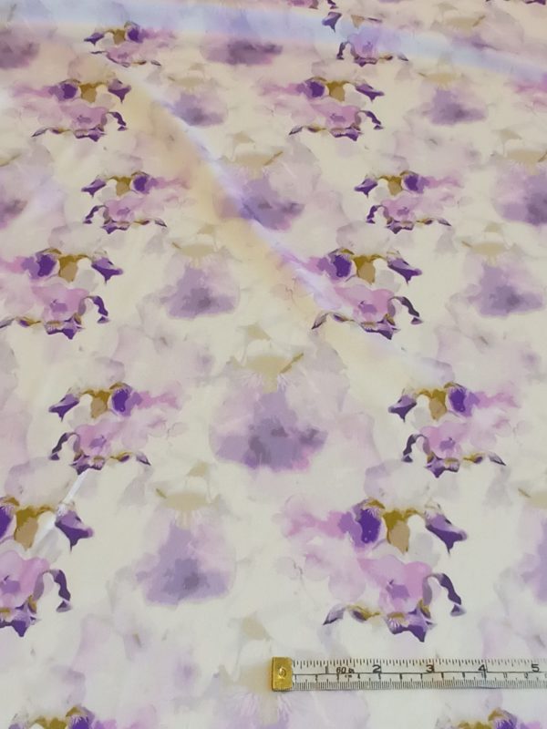 Silky Satin Charmeuse in Marble style 'Wild Heather' print - Image 2