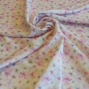 Delicate summer pastel floral in Polyester Marocaine Faille Panama