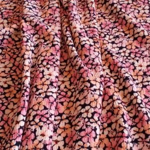Polyester Stretch Multi Hot Pink coloured small floral Jersey