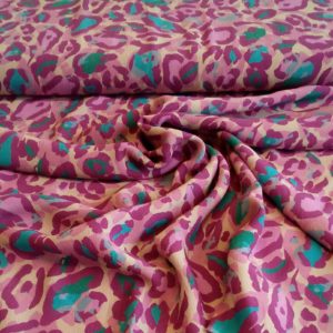 Abstract Multi coloured 'Pinks' Viscose faille