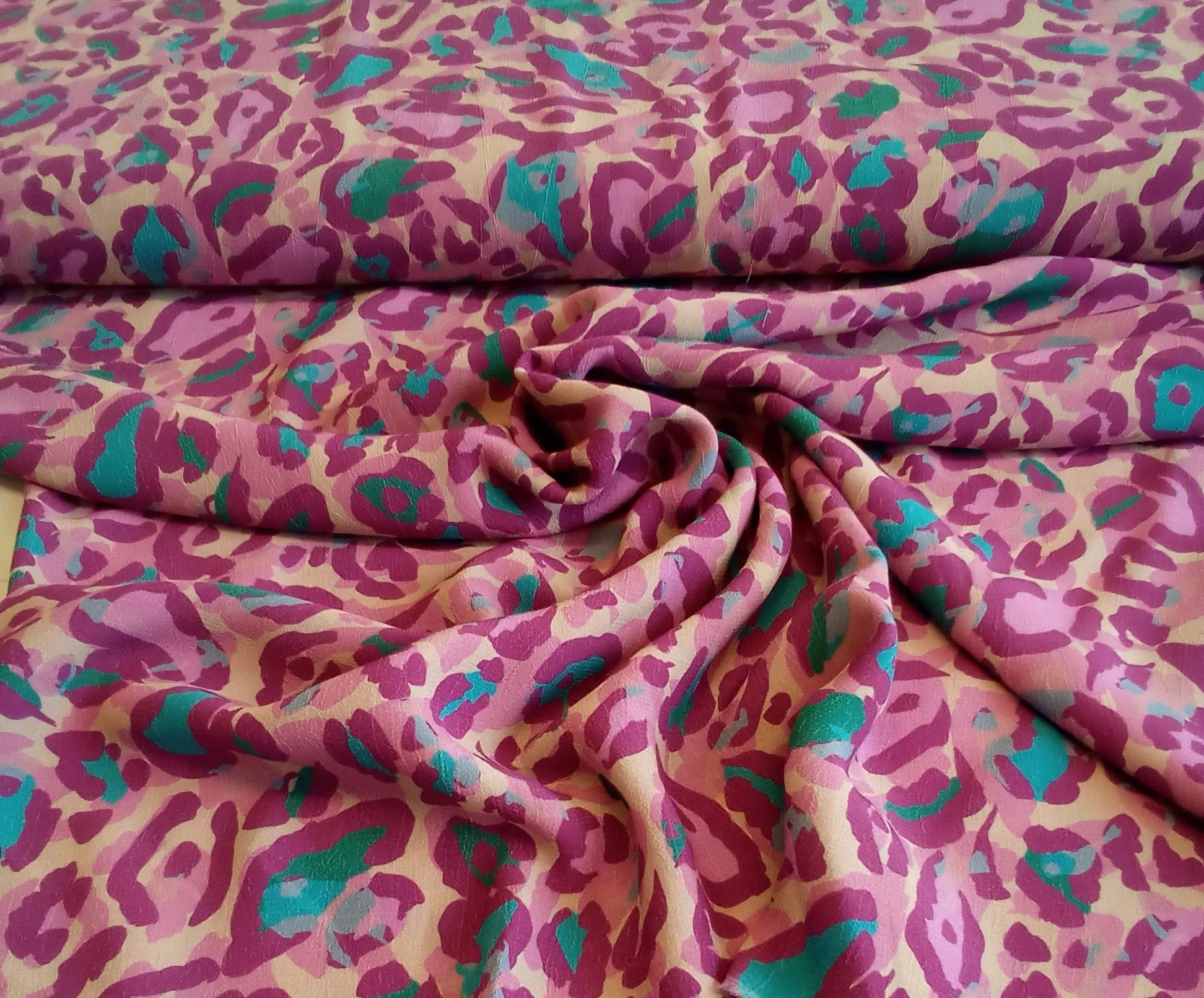 Abstract Multi coloured 'Pinks' Viscose faille