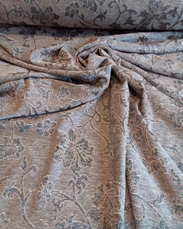 Stretch Floral Metallic Mink Jersey