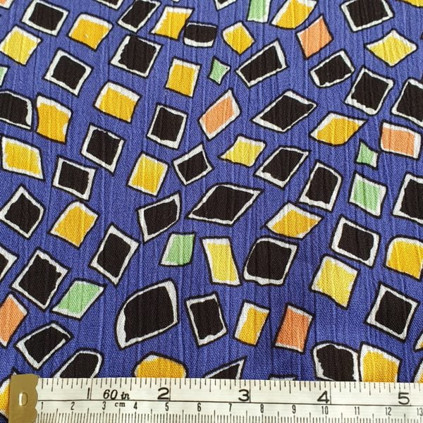 Crinkle Viscose in small floating multicoloured cube abstract - Image 4