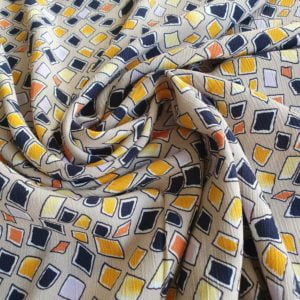 Crinkle Viscose in small floating multicoloured cube abstract