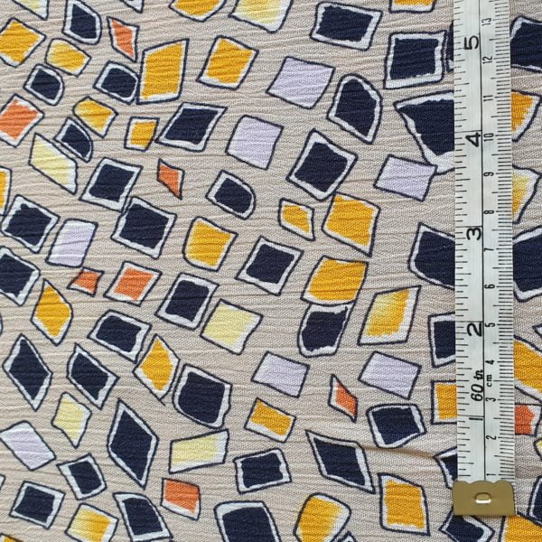 Crinkle Viscose in small floating multicoloured cube abstract - Image 5