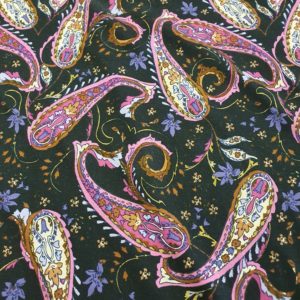 Viscose Stretch Jersey in Magenta Paisley