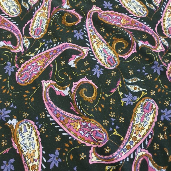Viscose Stretch Jersey in Magenta Paisley