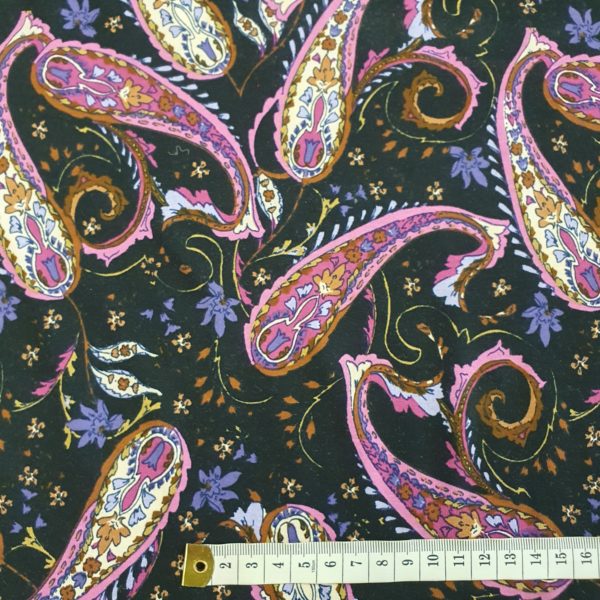 Viscose Stretch Jersey in Magenta Paisley - Image 4
