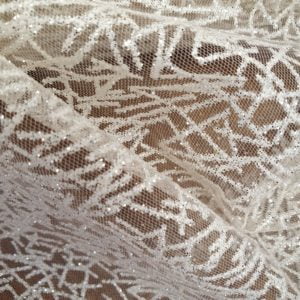 Irredescent Sparkle Flocked Organza Tulle in Nude