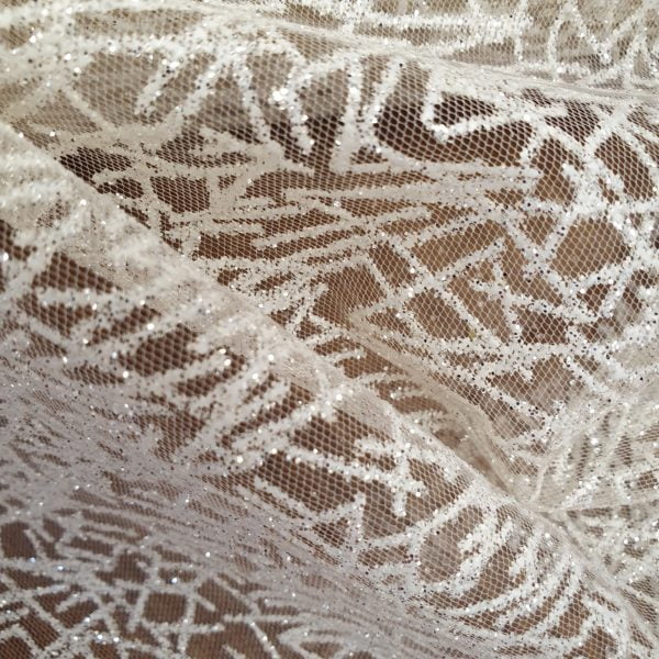Irredescent Sparkle Flocked Organza Tulle in Nude