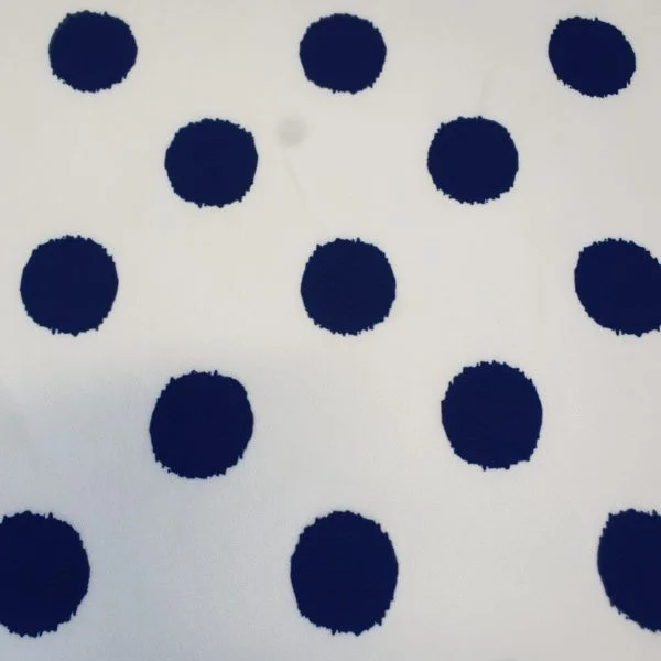 Polyester Marocaine Faille Panama in Navy Polka Spot - Image 2