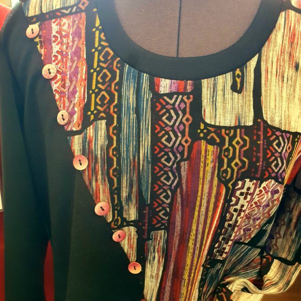 Stretch Ponte de Roma Jersey in Autumnal Abstract Blocks - Image 2