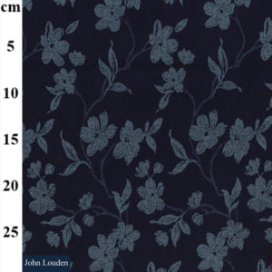 Cotton Stretch Indigo Denim Floral Jacquard