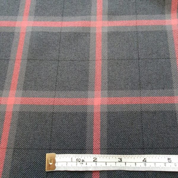 Suiting Tartan Check in Charcoal and Red, on SALE - Image 2