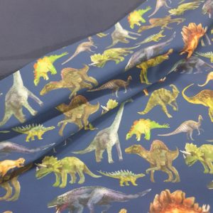 Soft Shell Fleece lined Performance fabric, Dinosaurs, Sold per 1/2mt