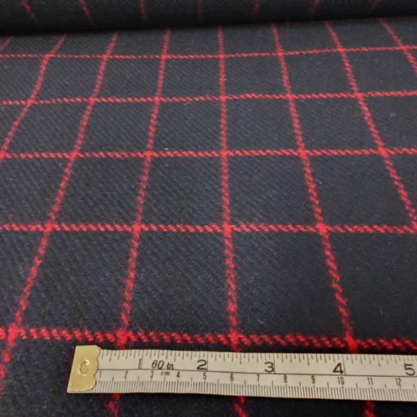Pure New Wool Coating Check in Classic Navy Cherry Red - Image 2
