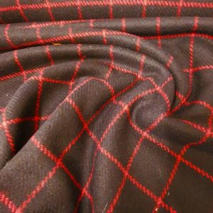 Pure New Wool Coating Check in Classic Navy Cherry Red