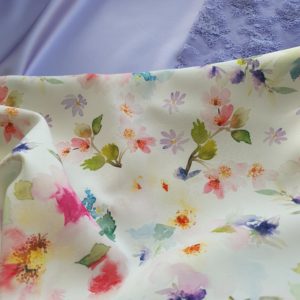 Spring pastel floral in Polyester Marocaine Faille Panama