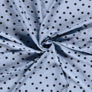 Viscose Nylon Crepon Fabric Over Printed in Dark Navy Coin Spots