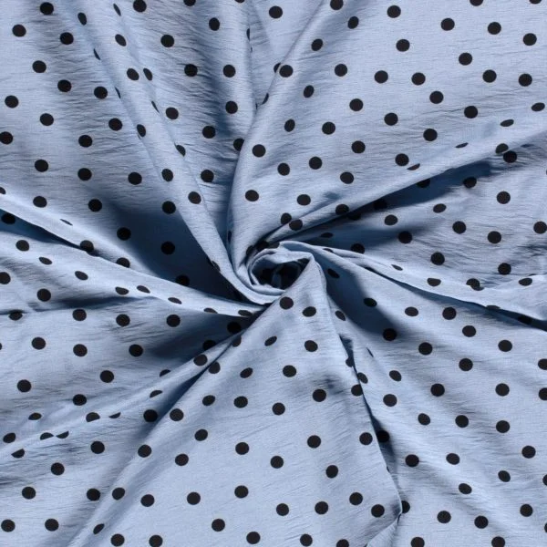 Viscose Nylon Crepon Fabric Over Printed in Dark Navy Coin Spots - Image 4