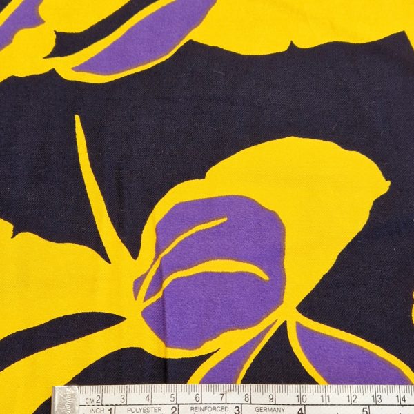 Viscose Stonewashed Twill of Purple and Sunflower Flowers - Image 4