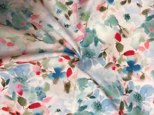 Superior Cotton 'London Lawn' soft floral print 'Eucalyptus'