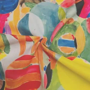 Cotton Lawn Abstract with Citrus colours