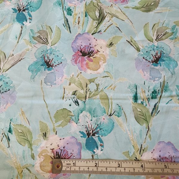 Digital Printed Cotton Lawn in Aqua Floral - Image 3