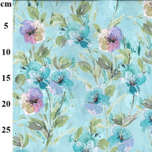 Digital Printed Cotton Lawn in Aqua Floral